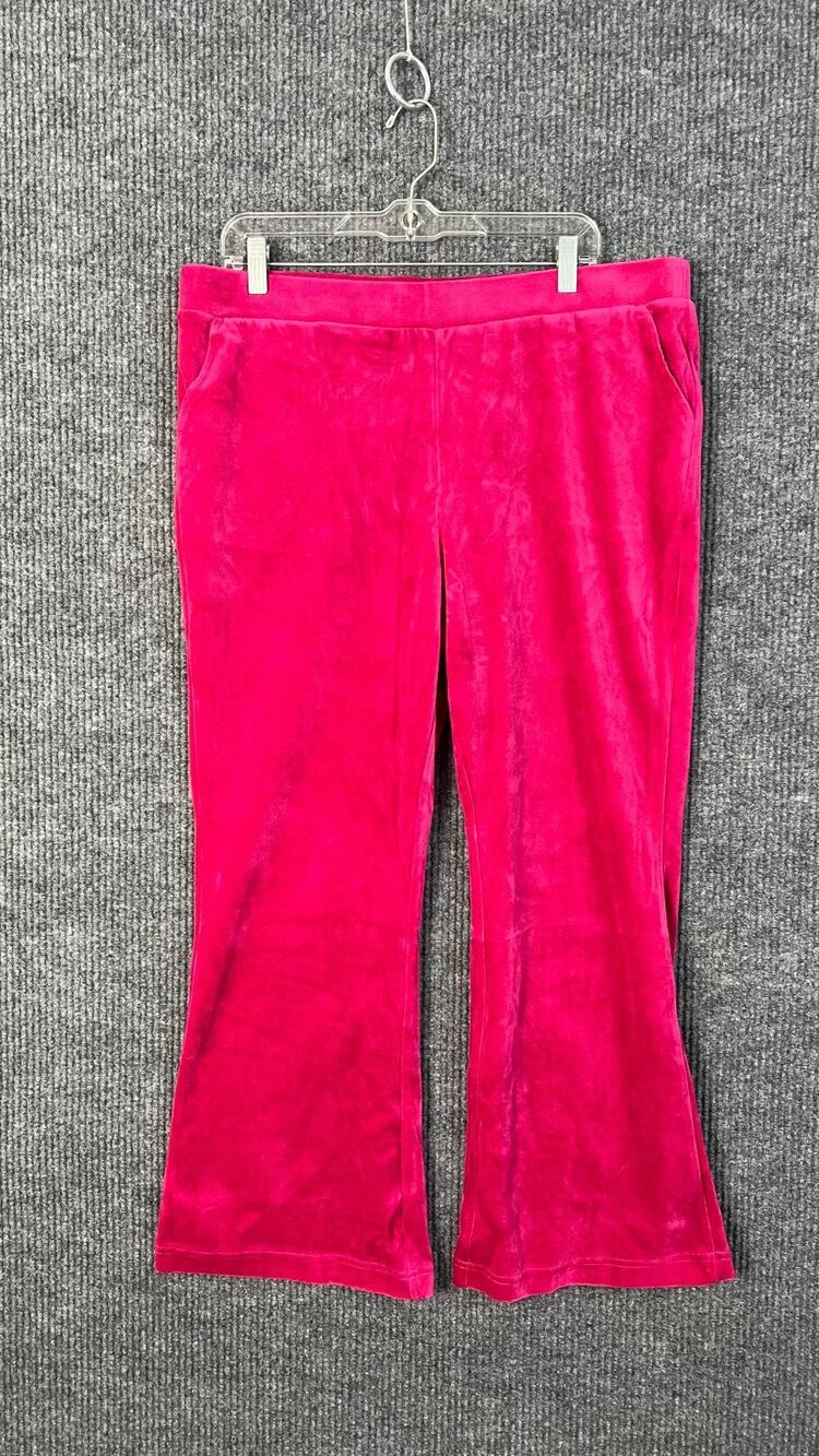 Studio Park Pants Womens 16 Petite 16P Pink Flare Boho Hippie Velvet Pockets